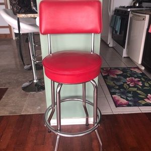 Genuine red leather stool